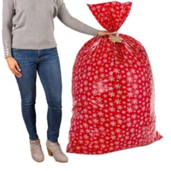 Hallmark Snowmen On Blue And Snowflakes On Red 2-Pack Giant Plastic Christmas Gift Bags -Hallmark Shop Assorted Giant Plastic Christmas Gift Bags 5XGB1452 07