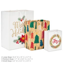 Hallmark Assorted Holiday Merry 8-Pack Small, Medium And Large Christmas Gift Bags -Hallmark Shop Assorted Small Large Holiday Prints Christmas Gift Bags 5XGB1412 03