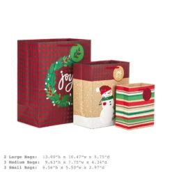 Hallmark Assorted Rustic Designs 8-Pack Small, Medium And Large Christmas Gift Bags -Hallmark Shop Assorted Small Large Rustic Christmas Gift Bags 5XGB4894 03
