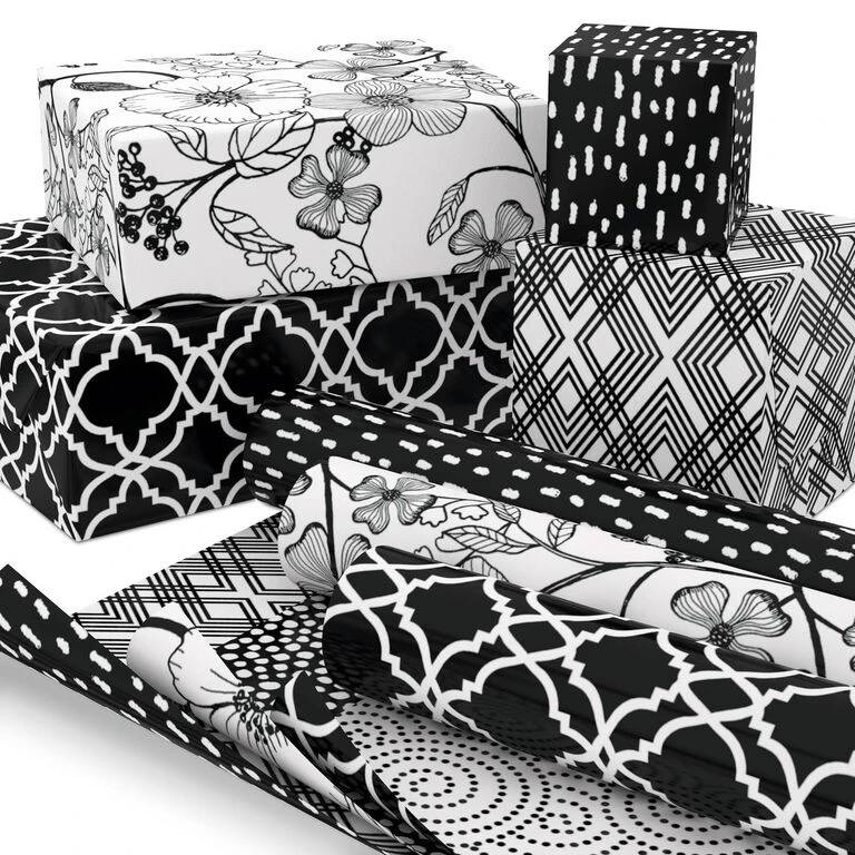 Hallmark Black And White Prints 3-Pack Reversible Wrapping Paper, 75 Sq. Ft. Total 4 Hallmark Black And White Prints 3-Pack Reversible Wrapping Paper, 75 Sq. Ft. Total - Image 2