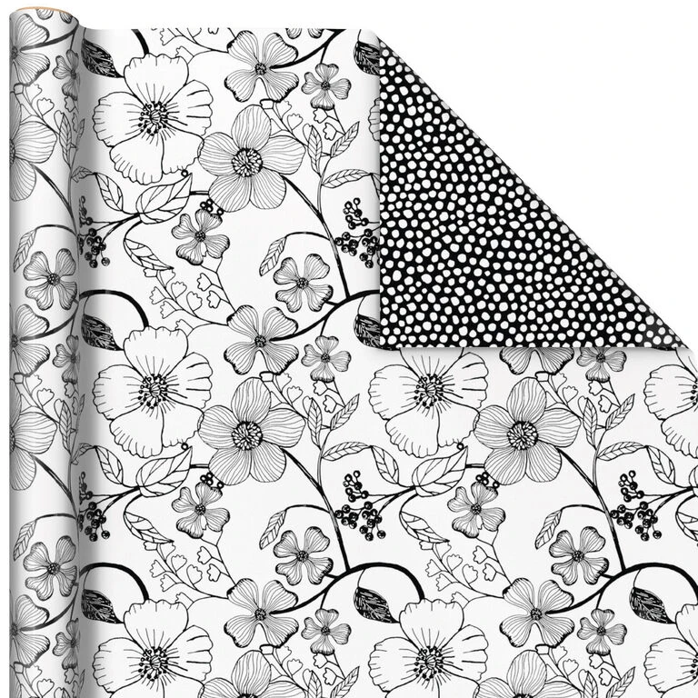 Hallmark Black And White Prints 3-Pack Reversible Wrapping Paper, 75 Sq. Ft. Total 7 Hallmark Black And White Prints 3-Pack Reversible Wrapping Paper, 75 Sq. Ft. Total - Image 5