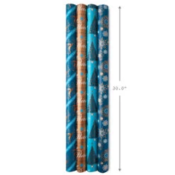 Hallmark Elegant Blues 4-Pack Blue And Gold Reversible Wrapping Paper, 150 Sq. Ft. 15 Hallmark Elegant Blues 4-Pack Blue And Gold Reversible Wrapping Paper, 150 Sq. Ft. -Hallmark Shop Blue and Gold Holiday Reversible Wrapping Paper 5JXW1739 07