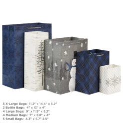 Hallmark Bulk Blue And Gray 18-Pack Holiday Gift Bags, Assorted Sizes And Designs -Hallmark Shop Blue and Gray Holiday Gift Bags Bulk Pack 5XGB1425 03
