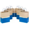 Hallmark 13" Blue And Kraft Paper 6-Pack Gift Bag -Hallmark Shop Blue and Kraft Paper 6Pack Large Gift Bags 5EGB6399 01