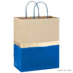 Hallmark 13" Blue And Kraft Paper 6-Pack Gift Bag -Hallmark Shop Blue and Kraft Paper 6Pack Large Gift Bags 5EGB6399 04