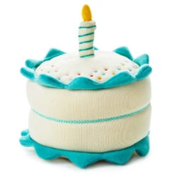 Hallmark Shop -Hallmark Shop Blue and White Plush Birthday Cake With Candle 1BBY4860 02