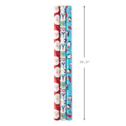 Hallmark Bright Joy 3-Pack Kids Reversible Christmas Wrapping Paper Assortment, 120 Sq. Ft. -Hallmark Shop Bright Assorted Kids Reversible Christmas Gift Wrap 5JXW1030 03