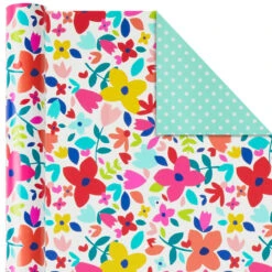 Hallmark Bright Florals 3-Pack Reversible Wrapping Paper, 120 Sq. Ft. Total 12 Hallmark Bright Florals 3-Pack Reversible Wrapping Paper, 120 Sq. Ft. Total -Hallmark Shop Bright Flowers 3Pack Reversible Wrapping Paper 5EWR2433 04