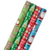 Hallmark Christmas Cheer 4-Pack Reversible Wrapping Paper Assortment, 150 Sq. Ft. -Hallmark Shop Christmas Cheer Assortment Reversible Wrapping Paper 5JXW1736 01