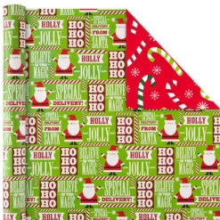 Hallmark Christmas Cheer 4-Pack Reversible Wrapping Paper Assortment, 150 Sq. Ft. -Hallmark Shop Christmas Cheer Assortment Reversible Wrapping Paper 5JXW1736 04