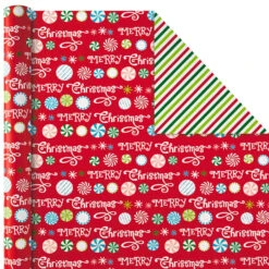 Hallmark Christmas Cheer 4-Pack Reversible Wrapping Paper Assortment, 150 Sq. Ft. -Hallmark Shop Christmas Cheer Assortment Reversible Wrapping Paper 5JXW1736 06