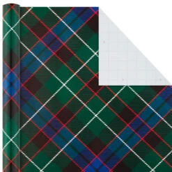 Hallmark Classic Plaids 4-Pack Wrapping Paper Assortment, 120 Sq. Ft. -Hallmark Shop Classic Plaids Christmas Wrapping Paper Assortment 5JXW1040 05