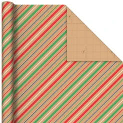 Hallmark Colorful Christmas 4-Pack Kraft Wrapping Paper Assortment, 88 Sq. Ft. -Hallmark Shop Colorful Christmas Assortment Kraft Wrapping Paper 5JXW1212 05