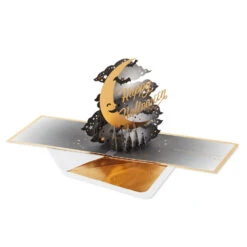 Hallmark Crescent Moon 3-D Pop-Up Halloween Card -Hallmark Shop Crescent Moon and Bats 3D PopUp Halloween Card 1299IEH3001 02