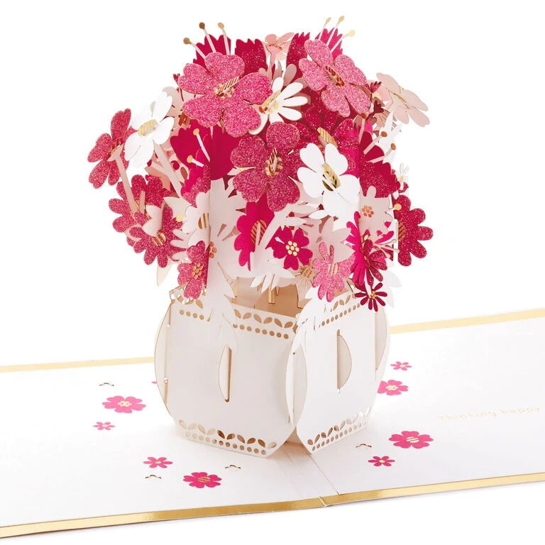 Hallmark Happy Thoughts Flower Bouquet 3D Pop-Up Thinking Of You Card 3 Hallmark Happy Thoughts Flower Bouquet 3D Pop-Up Thinking Of You Card