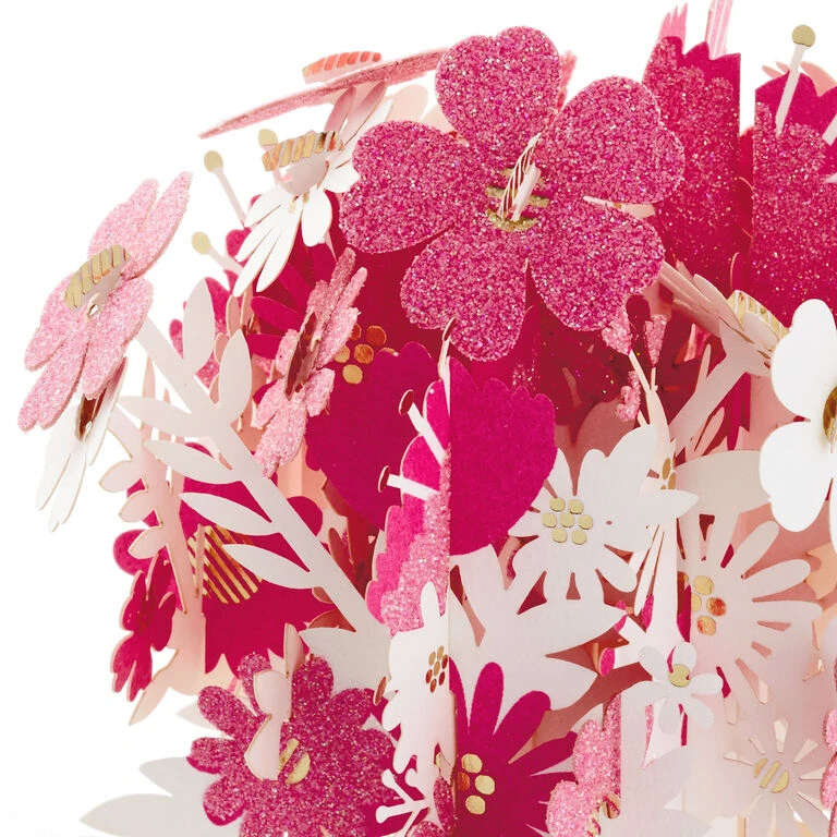 Hallmark Happy Thoughts Flower Bouquet 3D Pop-Up Thinking Of You Card 4 Hallmark Happy Thoughts Flower Bouquet 3D Pop-Up Thinking Of You Card - Image 2