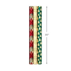 Hallmark Traditional 3-Pack Foil Christmas Wrapping Paper Assortment, 60 Sq. Ft. -Hallmark Shop Foil Christmas Wrapping Paper Assortment 5JXW1065 08