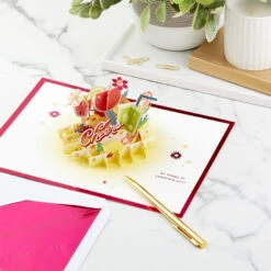Hallmark Here's To You Cocktail Toast 3D Pop-Up Card -Hallmark Shop Fruit Cocktail Drinks Celebration 3D PopUp Card for Her 1299LAD2897 08