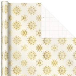 Hallmark Gold And White 6-Pack Holiday Wrapping Paper Assortment, 180 Sq. Ft. -Hallmark Shop Gold and White Christmas Wrapping Paper Assortment 5JXW1086 05