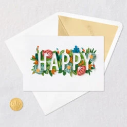 Hallmark Floral Happy Quilled Paper Handmade Birthday Card -Hallmark Shop Happy and Flowers Quilled Paper Birthday Card for Her 1299LAD2728 05