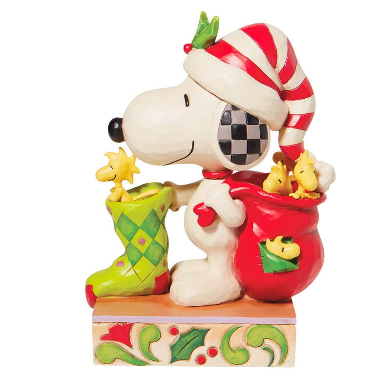 Enesco Jim Shore Peanuts Snoopy And Woodstock With Stocking Figurine, 7" 5 Enesco Jim Shore Peanuts Snoopy And Woodstock With Stocking Figurine, 7" - Image 3