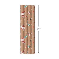 Hallmark Kraft Assorted 4-Pack Christmas Wrapping Paper, 88 Sq. Ft. -Hallmark Shop Kraft Christmas Wrapping Paper for Kids JXW1085 08