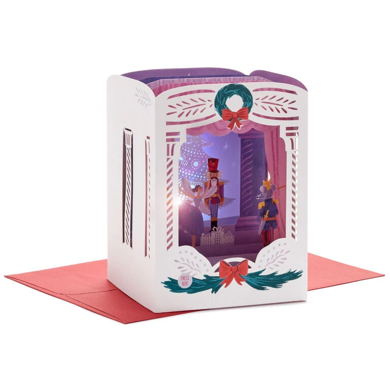 Hallmark Nutcracker Musical 3D Pop-Up Christmas Card With Light 3 Hallmark Nutcracker Musical 3D Pop-Up Christmas Card With Light