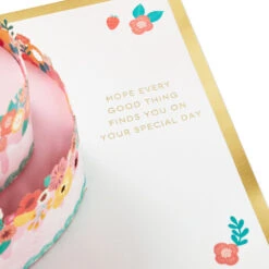 Hallmark Every Good Thing Floral Cake 3D Pop-Up Birthday Card -Hallmark Shop Pink Cake and Flowers 3D PopUp Birthday Card for Her 1299LAD2886 03