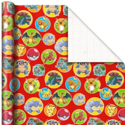 Hallmark Assorted Pokémon Wrapping Paper 3-Pack, 60 Sq. Ft. -Hallmark Shop Pokmon Wrapping Paper for Kids Birthdays 5EWR2645 06