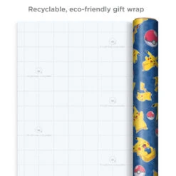 Hallmark Assorted Pokémon Wrapping Paper 3-Pack, 60 Sq. Ft. -Hallmark Shop Pokmon Wrapping Paper for Kids Birthdays 5EWR2645 08