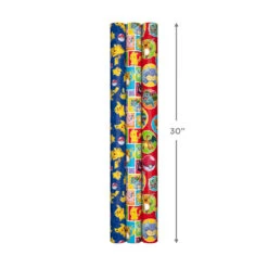 Hallmark Assorted Pokémon Wrapping Paper 3-Pack, 60 Sq. Ft. -Hallmark Shop Pokmon Wrapping Paper for Kids Birthdays 5EWR2645 09