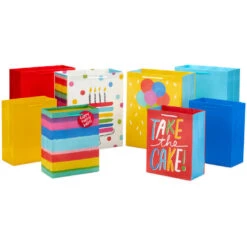 Hallmark Birthday Rainbow 8-Pack Gift Bags, Assorted Sizes And Designs