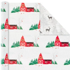 Hallmark Rustic Winter 3-Pack Reversible Metallic Christmas Wrapping Paper, 120 Sq. Ft. -Hallmark Shop Rustic Winter Reversible Christmas Wrapping Paper 5JXW1034 06