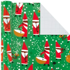 Hallmark Santa Fun 3-Pack Christmas Wrapping Paper Assortment, 120 Sq. Ft. -Hallmark Shop Santa Fun Hallmark Mahogany Christmas Wrapping Paper 5JXW1037 06