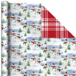 Hallmark Christmas Classics 3-Pack Reversible Wrapping Paper Assortment, 120 Sq. Ft. -Hallmark Shop Santa and Plaids Assorted Reversible Gift Wrap 5JXW1070 06