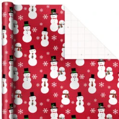 Hallmark Snow Merry 3-Pack Foil Christmas Wrapping Paper Assortment, 60 Sq. Ft. -Hallmark Shop Snowmen and Plaid Foil Christmas Wrapping Paper 5JXW1061 06