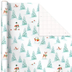 Hallmark Pastel Christmas Prints 3-Pack Wrapping Paper, 120 Sq. Ft. -Hallmark Shop Storybook Scenes 3Pack Christmas Wrapping Paper 5JXW1081 05