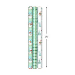 Hallmark Pastel Christmas Prints 3-Pack Wrapping Paper, 120 Sq. Ft. -Hallmark Shop Storybook Scenes 3Pack Christmas Wrapping Paper 5JXW1081 07