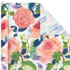 Hallmark Watercolor Tones 3-Pack Reversible Wrapping Paper, 75 Sq. Ft. Total -Hallmark Shop Watercolor Tones 3Pack Reversible Wrapping Paper 5EWR6405 04